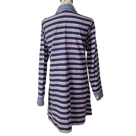 Tommy Bahama Boyfriend Shirt Cover-Up Dress Sleep Striped Blue Womens Size L - Picture 3 of 7